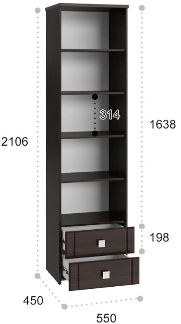 Шкаф-пенал Изабель ИЗ-63К орех темный