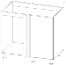 Стол-рабочий М1000у (400) (угловой под мойку) Грейвуд