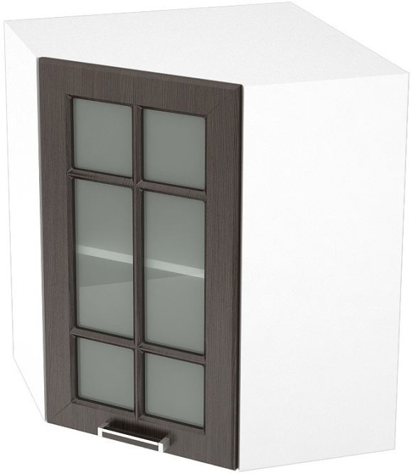 Шкаф верхний угловой со стеклом с 1 створкой ШВУС590 Прага