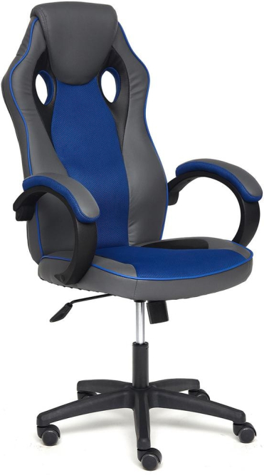 Кресло RACER GT new кож/зам/ткань, металлик/синий, 36/10