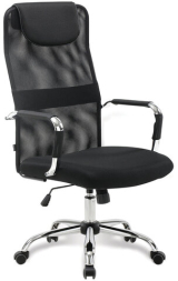 Кресло офисное BRABIX &quot;Fit EX-514&quot;, с подголовником, хром, черное, 531949