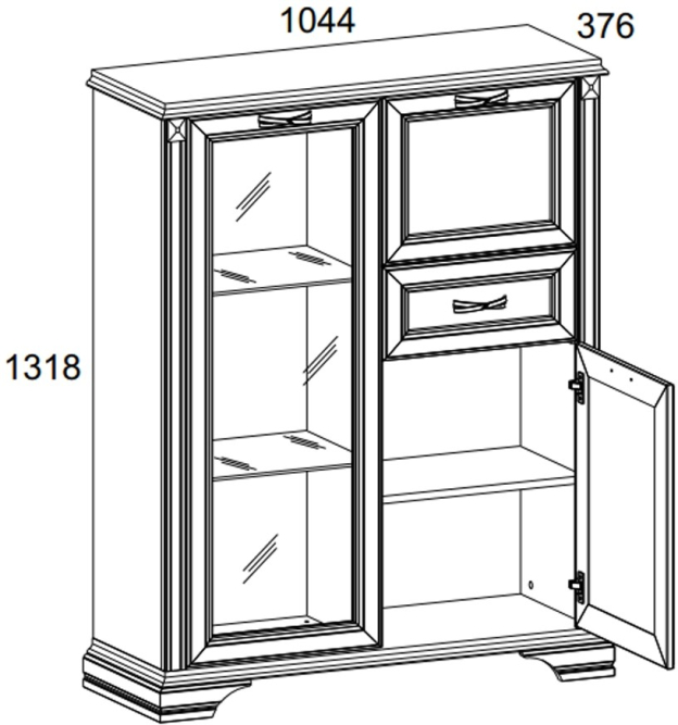 Шкаф с витриной 1V2D1S Монако