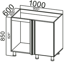 Стол-рабочий М1000у (угловой под мойку) Грейвуд