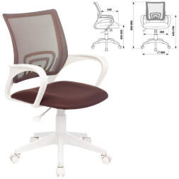 Кресло BRABIX &quot;Fly MG-396W&quot;, с подлокотниками, пластик белый, сетка, коричневое, 532398, MG-396W_532398