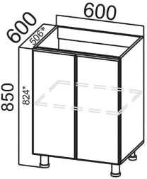 Стол-рабочий М600 (под мойку)  Грейвуд