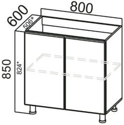 Стол-рабочий М800 (под мойку)  Грейвуд