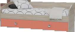 Кровать односпальная с двумя ящиками СИТИ коралл