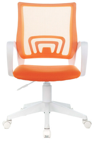 Кресло BRABIX &quot;Fly MG-396W&quot;, с подлокотниками, пластик белый, сетка, оранжевое, 532401, MG-396W_532401