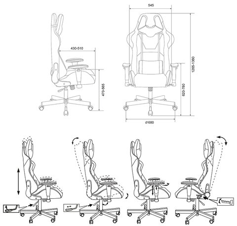 Кресло компьютерное Zombie VIKING KNIGHT, 2 подушки, ткань, черное, 1379928