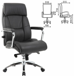 Кресло из натуральной кожи BRABIX PREMIUM "Phaeton EX-502", хром, черное, 530882