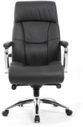 Кресло из натуральной кожи BRABIX PREMIUM "Phaeton EX-502", хром, черное, 530882