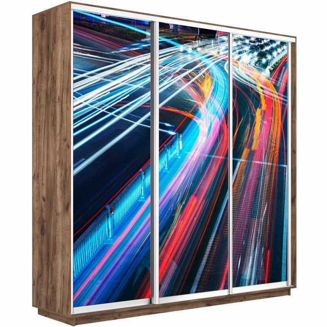 Шкаф-купе Экспресс 3-х дверный (Фото №1008 Ночная магистраль)