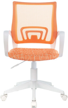 Кресло BRABIX &quot;Fly MG-396W&quot;, с подлокотниками, пластик белый, сетка, оранжевое с рисунком &quot;Giraffe&quot;, 532402, MG-396W_532402