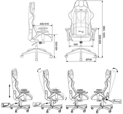 Кресло компьютерное Zombie VIKING 5 AERO, 2 подушки, экокожа, черное, 1216367