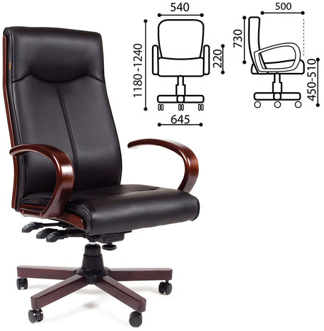 Кресло офисное &quot;Элегант&quot;, СН 411, экокожа, дерево, черное, 7001364