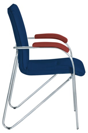 Кресло для приемных и переговорных &quot;Samba&quot;, деревянные накладки, хромированный каркас, кожзам, синий