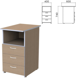 Тумба приставная Бюджет 3 ящика, полка