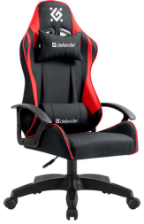 Кресло компьютерное DEFENDER Kraken, 2 подушки, ткань, черное/красное, ш/к 28313, 64677