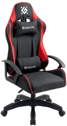 Кресло компьютерное DEFENDER Kraken, 2 подушки, ткань, черное/красное, ш/к 28313, 64677