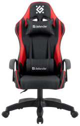 Кресло компьютерное DEFENDER Kraken, 2 подушки, ткань, черное/красное, ш/к 28313, 64677