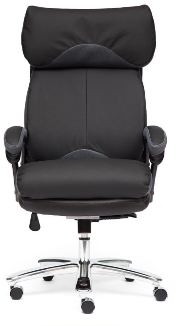 Кресло GRAND Кожа + кож.зам/ткань, черный/серый-12