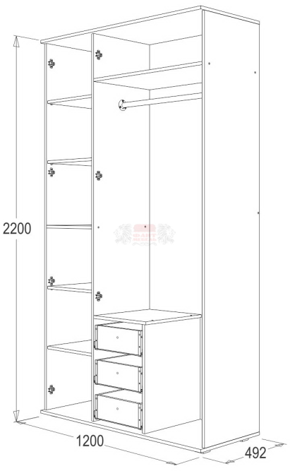 Шкаф 3-х дв. Ольга 14