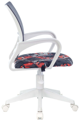 Кресло BRABIX &quot;Fly MG-396W&quot;, с подлокотниками, пластик белый, сетка, серое с рисунком &quot;Graffity&quot;, 532404, MG-396W_532404