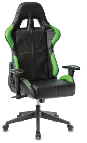 Кресло компьютерное Zombie VIKING 5 AERO, 2 подушки, экокожа, черное/зеленое, 1359298