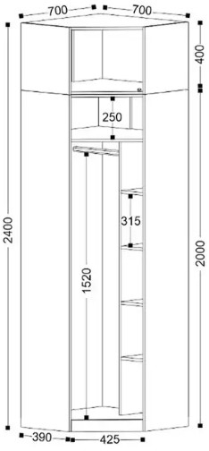 Шкаф угловой Николь 26