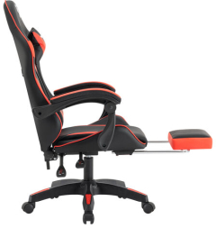 Кресло компьютерное DEFENDER Tornado, 2 подушки, подставка для ног, экокожа, черное/красное, ш/к 26722, 64057