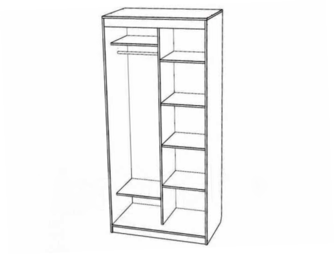 Шкаф-купе 2-дверный 1000 Лотос