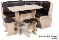 Кухонный уголок ОРХИДЕЯ (Уголок + стол + стулья.) Сонома/Умбер