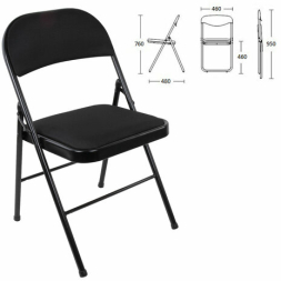 Стул складной BRABIX "Golf Plus CF-003 КОМФОРТ", чёрный каркас, чёрная ткань, 532889