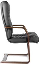 Кресло для приемных и переговорных &quot;Атлант-экстра&quot;, кожа, дерево (орех), черное