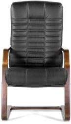 Кресло для приемных и переговорных &quot;Атлант-экстра&quot;, кожа, дерево (орех), черное
