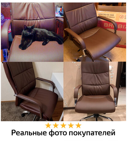 Кресло офисное BRABIX &quot;Space EX-508&quot;, экокожа, хром, коричневое, 531164