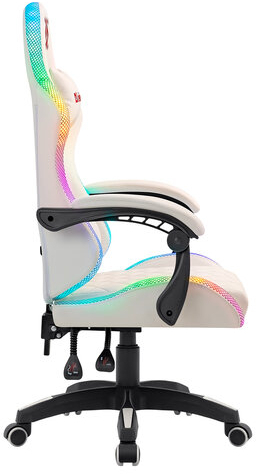 Кресло компьютерное DEFENDER Energy, 2 подушки, RGB подсветка, экокожа, белое, ш/к 24605, 64557