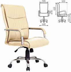 Кресло офисное BRABIX "Space EX-508", экокожа, хром, бежевое, 531165