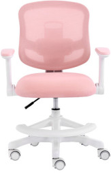 Кресло детское с подставкой для ног BRABIX KIDS MG-215, сетка/ткань TW, розовое, 533311