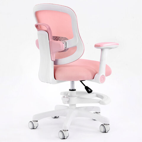 Кресло детское с подставкой для ног BRABIX KIDS MG-215, сетка/ткань TW, розовое, 533311