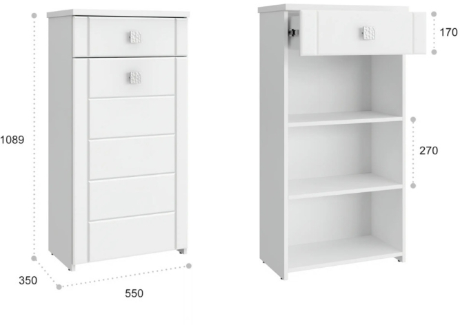 Тумба Изабель ИЗ-56К белое дерево