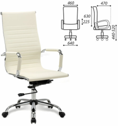 Кресло офисное BRABIX &quot;Energy EX-509&quot;, экокожа, хром, бежевое, 531166