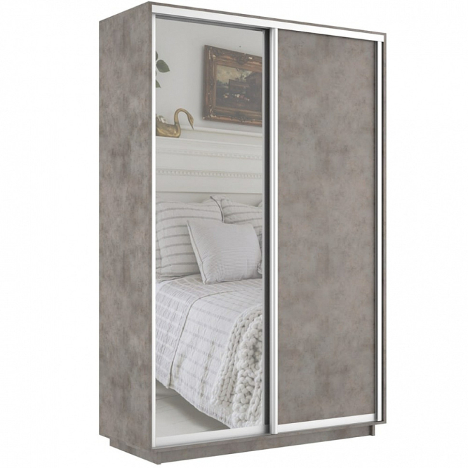 Шкаф-купе Экспресс 2-х дверный ( ЛДСП/Зеркало) Бетон