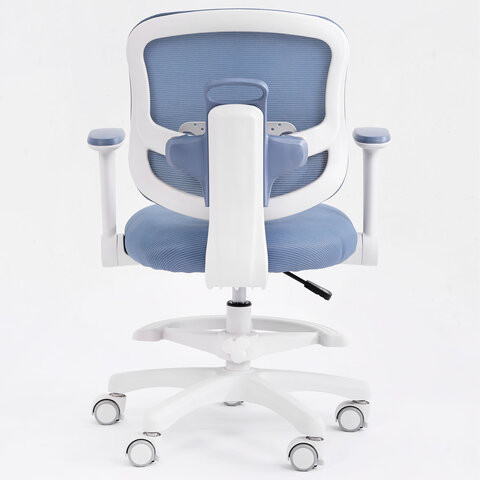 Кресло детское с подставкой для ног BRABIX KIDS MG-215, сетка/ткань TW, голубое, 533312