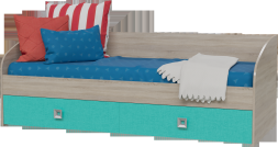 Кровать односпальная с двумя ящиками СИТИ аква