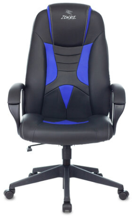 Кресло компьютерное ZOMBIE 8, 2 подушки, экокожа, черное/синее, 1583066