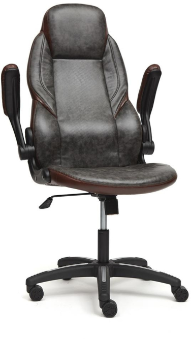 Кресло BAZUKA кож/зам, серый/коричневый, 2TONE/2TONE перф/2TONE