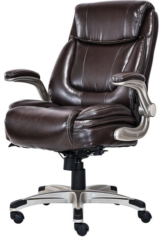 Кресло HAWASAN &quot;Cruise EX-565&quot;, откидные подлокотники, рециклированная кожа, коричневое, 532973