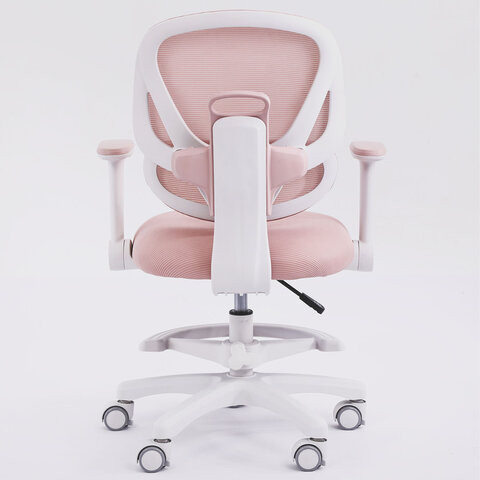 Кресло детское с подставкой для ног BRABIX KIDS MG-220, сетка/ткань TW, розовое, 533314