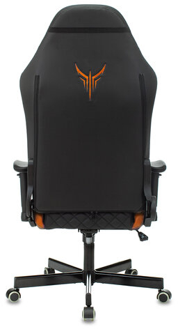 Кресло компьютерное Knight EXPLORE, 2 подушки, экокожа премиум, черное/оранжевое, 1628886